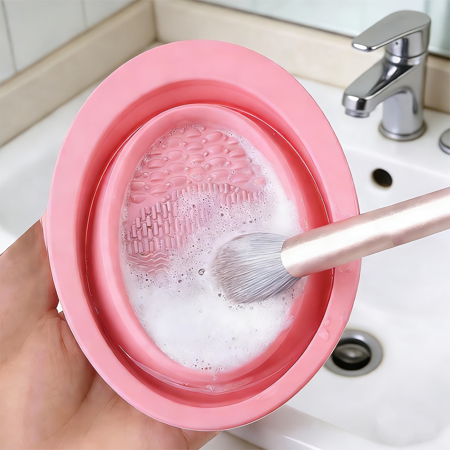 Cosmetic Sponge - Tazón Plegable de Silicona para Limpiar